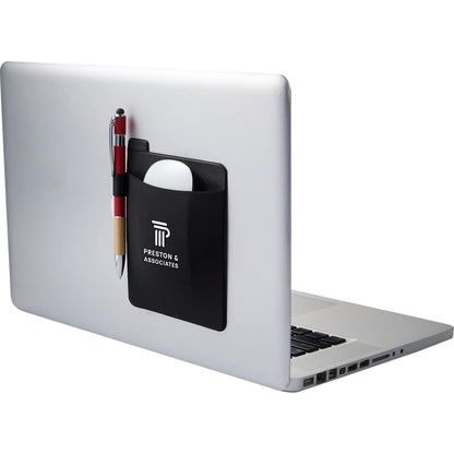 Front View of Black Grab & Go Mouse Carrying Pouch with Adhesive