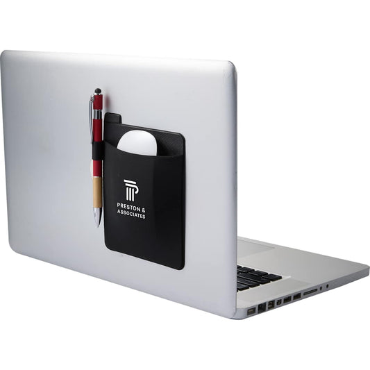 Front View of Black Grab & Go Mouse Carrying Pouch with Adhesive