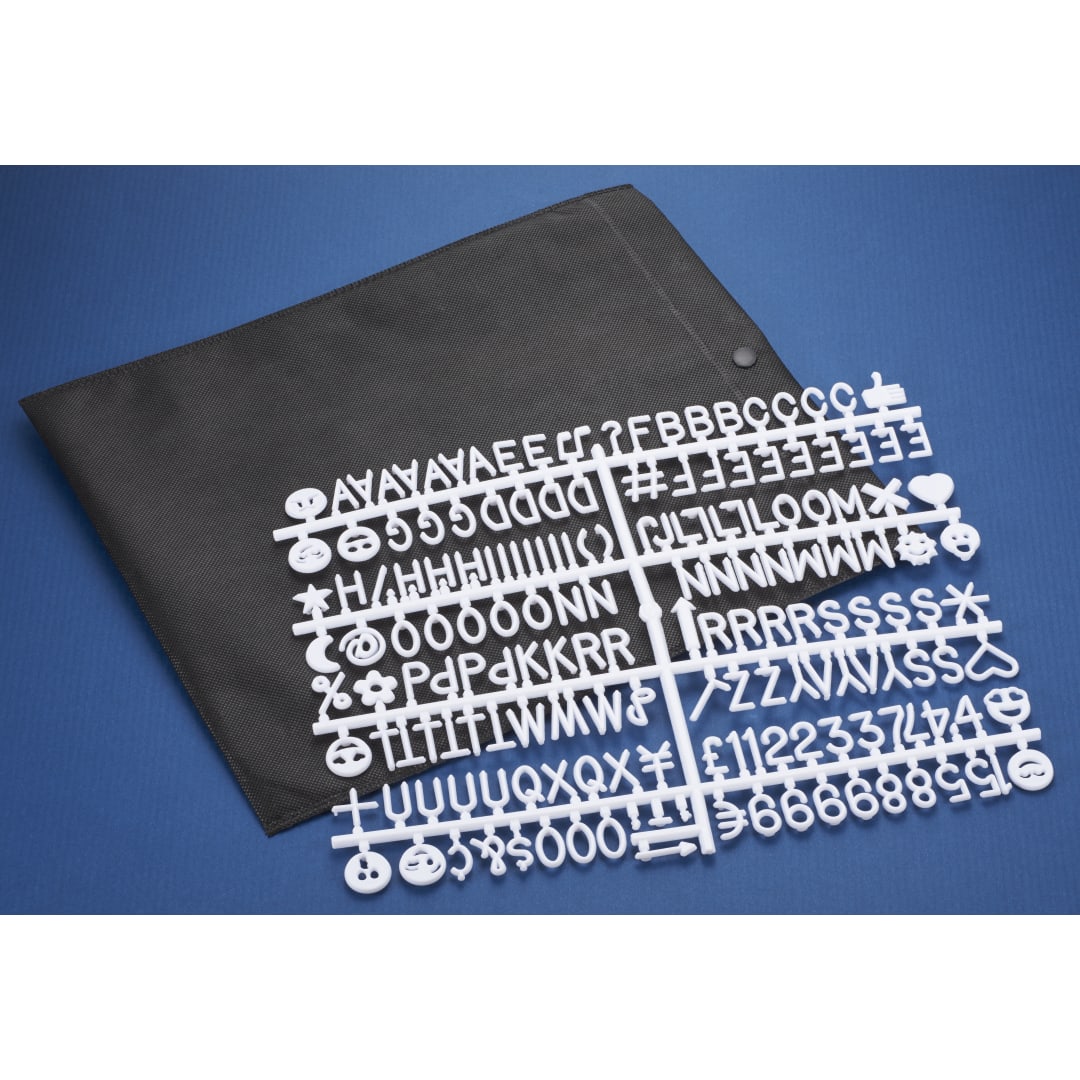 Front View of Black Letters for the Felt Board