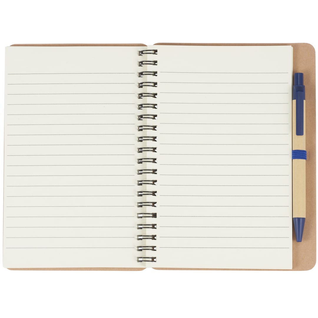 Front View of Black FSC® Mix 5" x 7" Eco Spiral Notebook with Pen