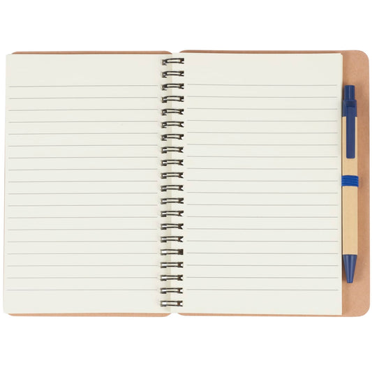 Front View of Black FSC® Mix 5" x 7" Eco Spiral Notebook with Pen