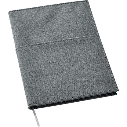 Front View of Black FSC® Mix 5" x 7" Canvas Pocket Refillable Notebook