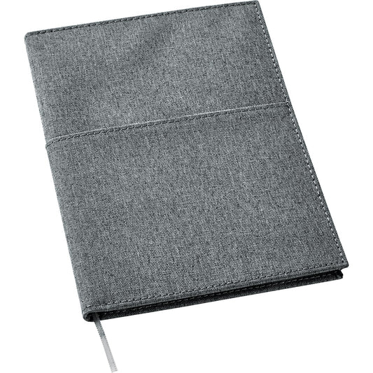 Front View of Black FSC® Mix 5" x 7" Canvas Pocket Refillable Notebook