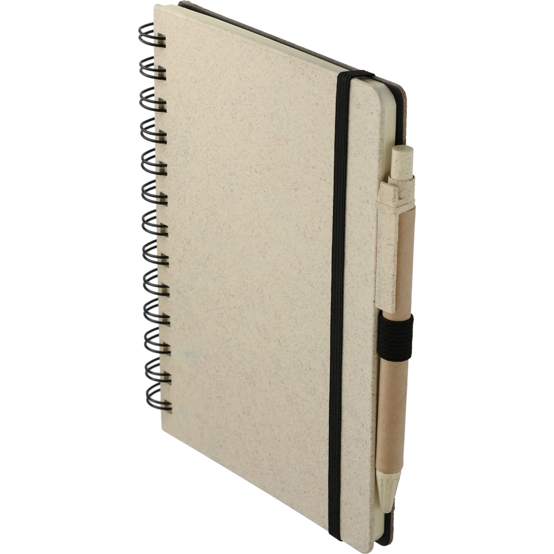 Front View of Tan FSC® Mix 5" x 7" Wheat Straw Notebook with Pen