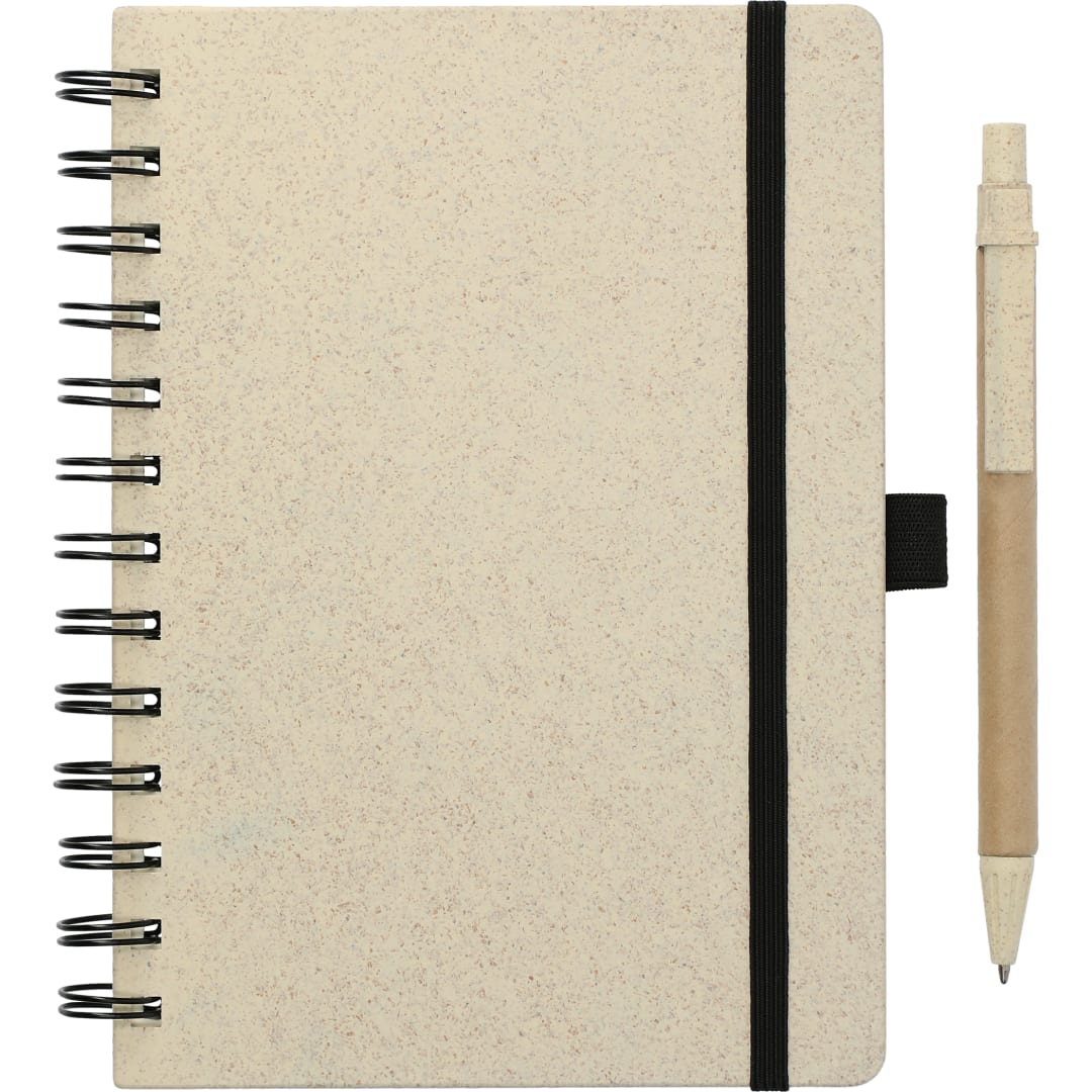 FSC® Mix 5" x 7" Wheat Straw Notebook with Pen