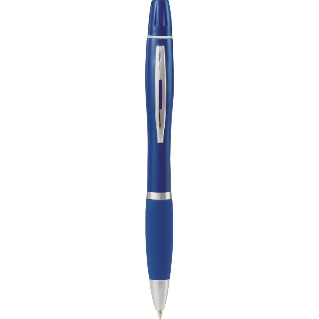 Front View of Blue Nash Ballpoint Pen-Highlighter