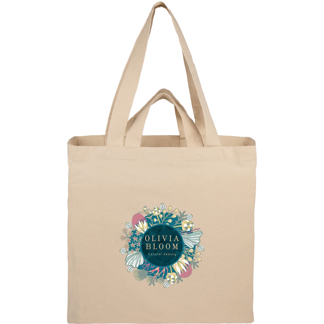 Front View of Natural Organic 6oz Cotton Dual Carry Tote