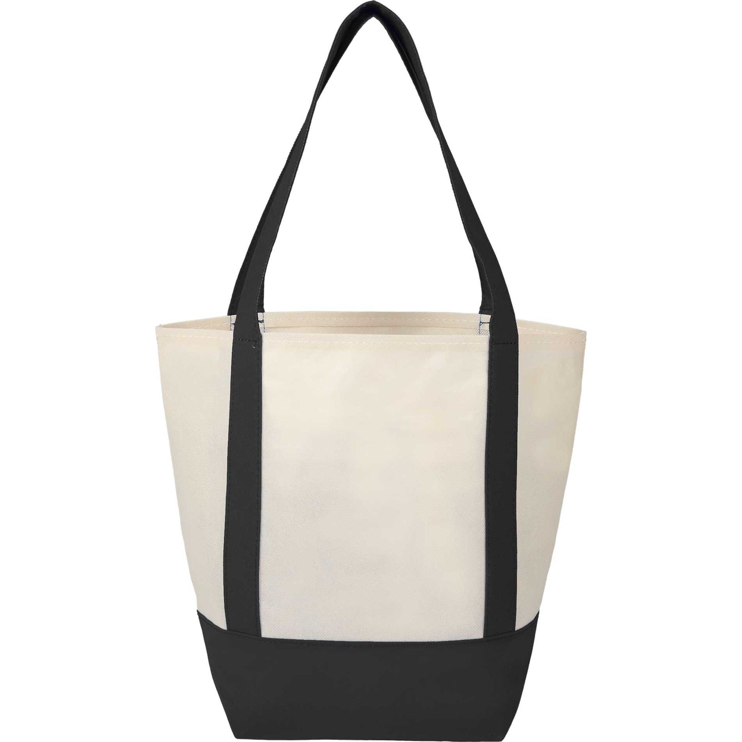 Front View of Black Mini Non Woven LighthouseTote
