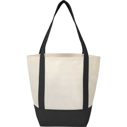Front View of Black Mini Non Woven LighthouseTote