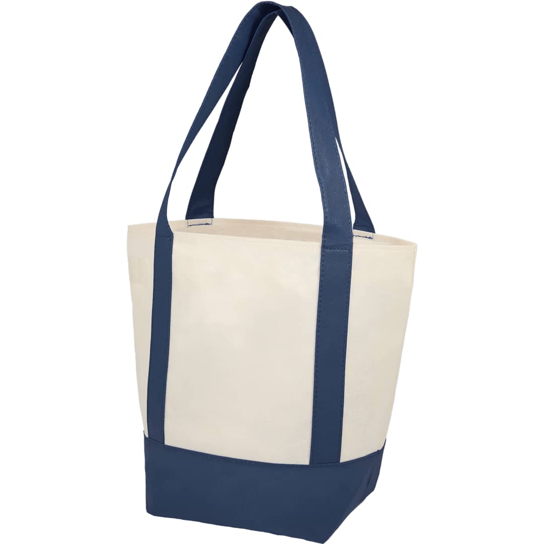 Front View of Blue Lighthouse Mini Non-Woven Tote