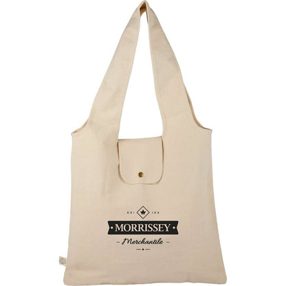 Front View of Natural Packable 8oz Organic Cotton Tote