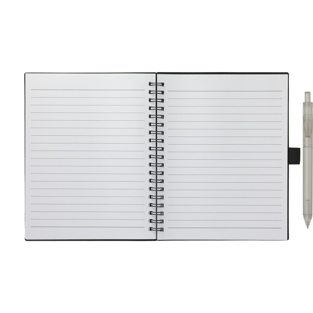 Black FSC® Recycled 5.5” x 7” Spiral Notebook w/ RPET Pe