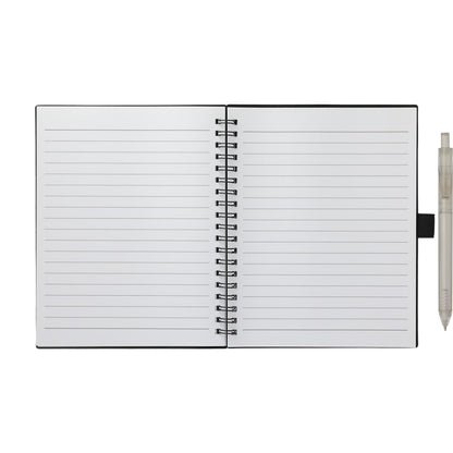 Black FSC® Recycled 5.5” x 7” Spiral Notebook w/ RPET Pe