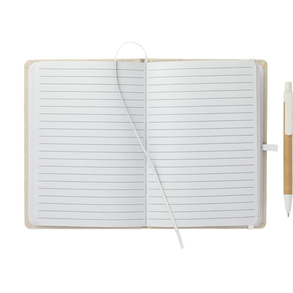 Natural 5" x 7" Organic Cotton Bound Notebook w/Pen