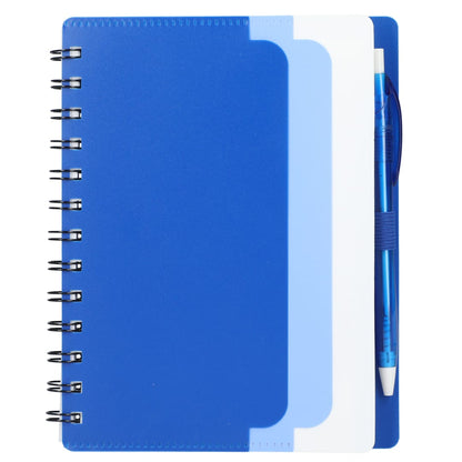 5" x 7" Recycled Dual Pocket Spiral Notebook w Pen