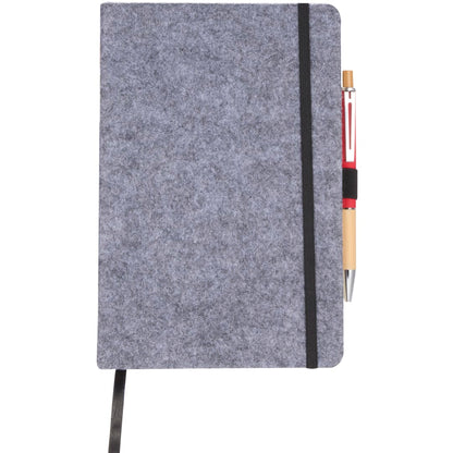 Front View of Gray THE GOODS™ 8" x 5.5" Recycled Felt Bound Notebook