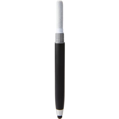 Front View of Black 3-in-1 Tech Cleaning Stylus Gel Pen