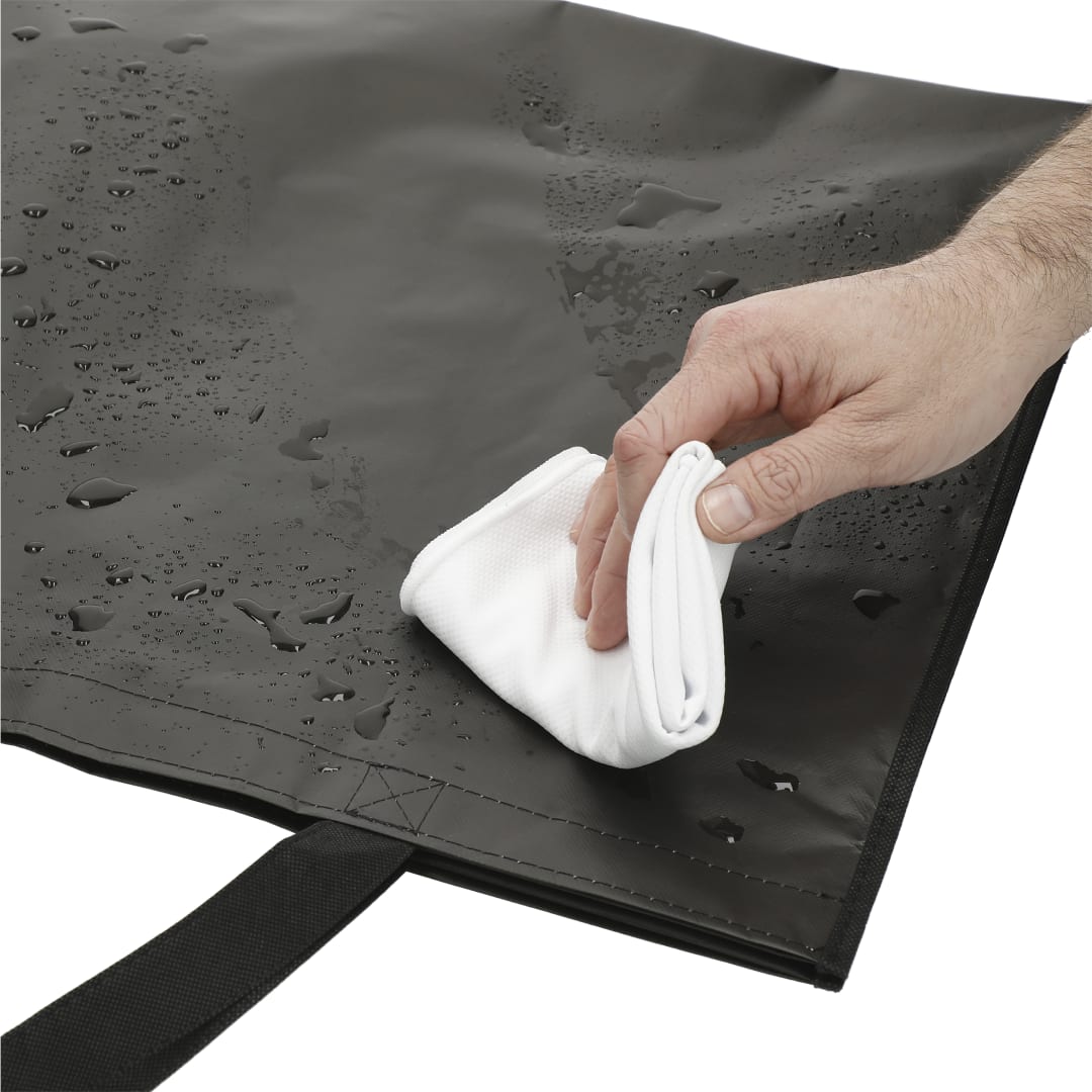 Front View of Black Double Laminated Wipeable Jumbo Tote