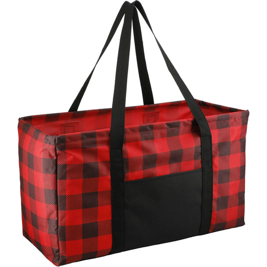 Front View of Red Buffalo Plaid Utility Tote