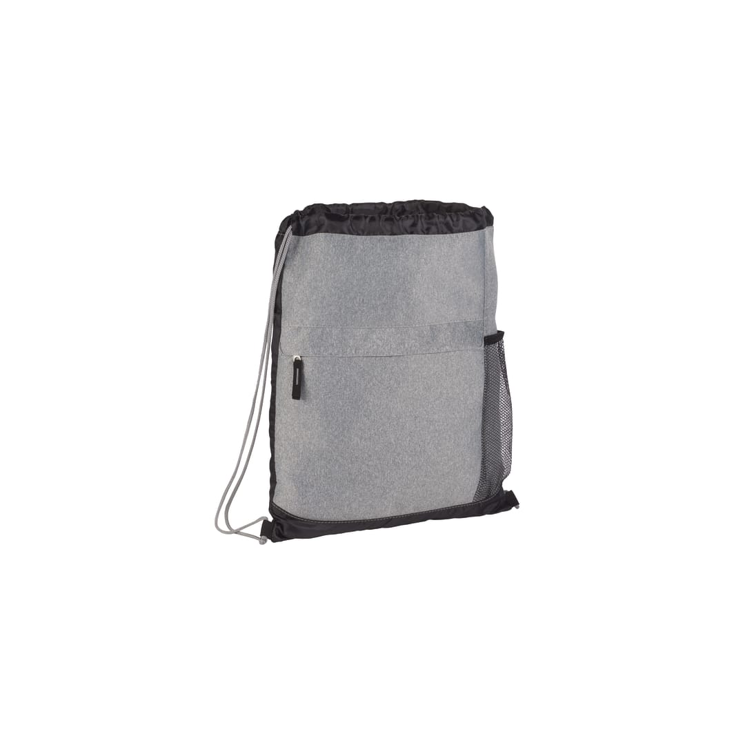 Front View of Gray Heather Melange Drawstring Bag