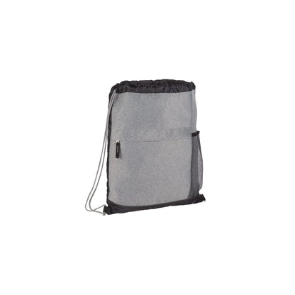 Front View of Gray Heather Melange Drawstring Bag