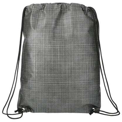 Front View of Black Crossweave Heat Sealed Drawstring Bag