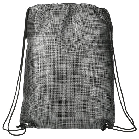 Front View of Black Crossweave Heat Sealed Drawstring Bag