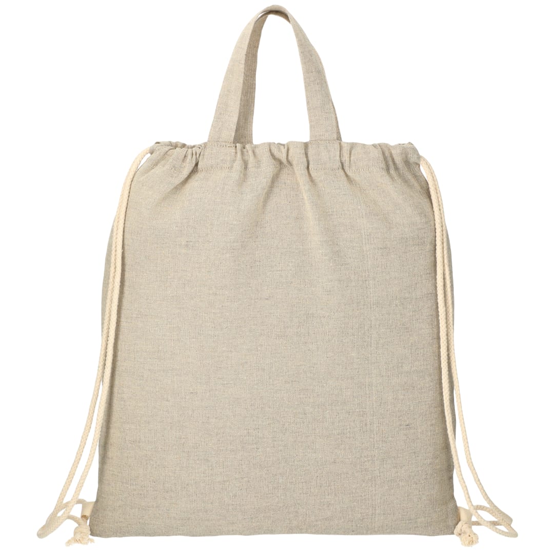 Front View of Natural Recycled 5oz Cotton Drawstring Bag