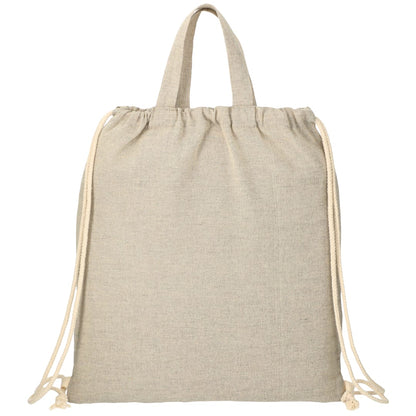 Front View of Natural Recycled 5oz Cotton Drawstring Bag