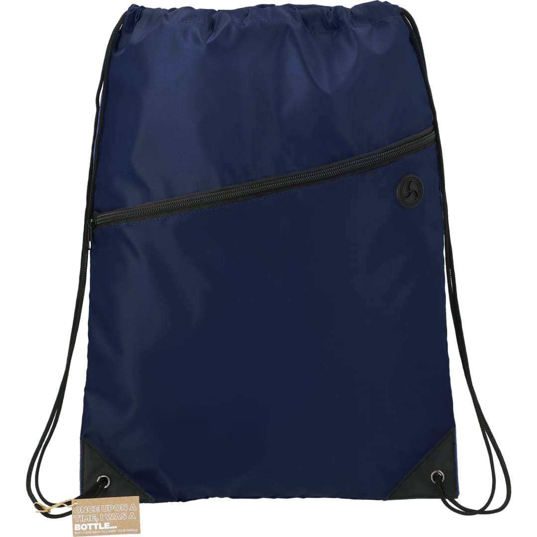 Front View of Black Robin RPET Drawstring Bag