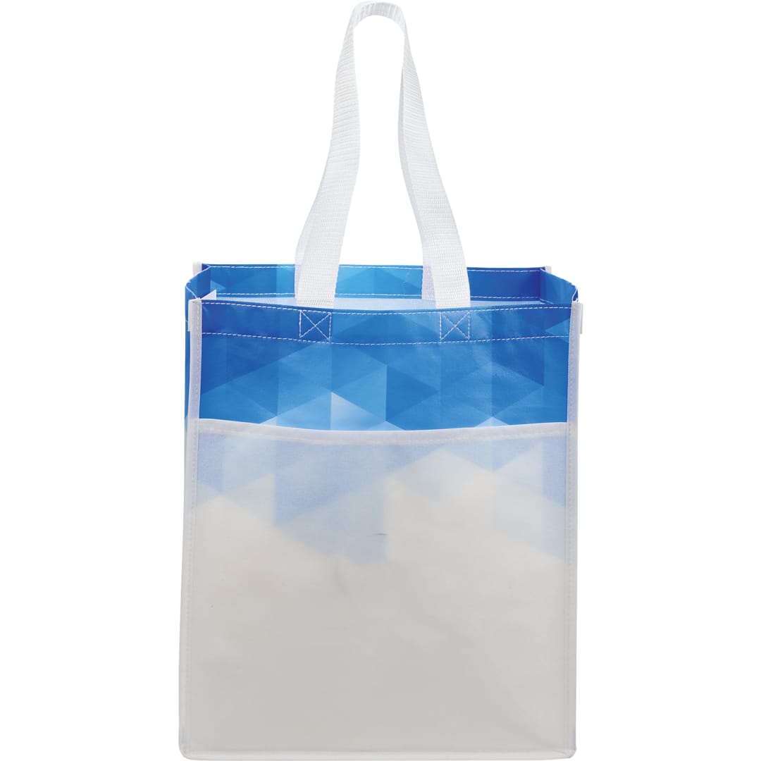 Front View of Blue Gradient Laminated Grocery Tote