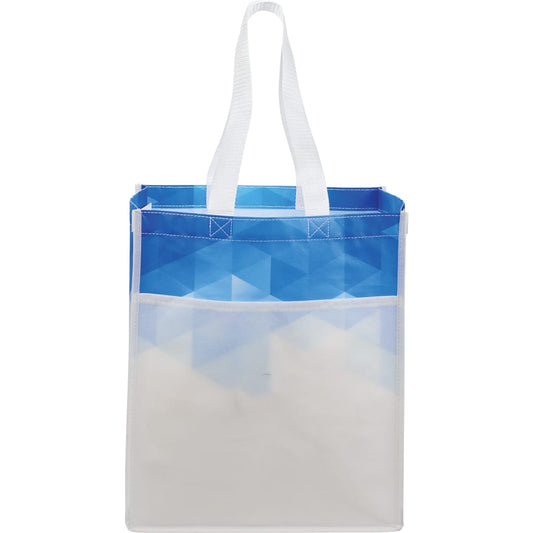 Front View of Blue Gradient Laminated Grocery Tote