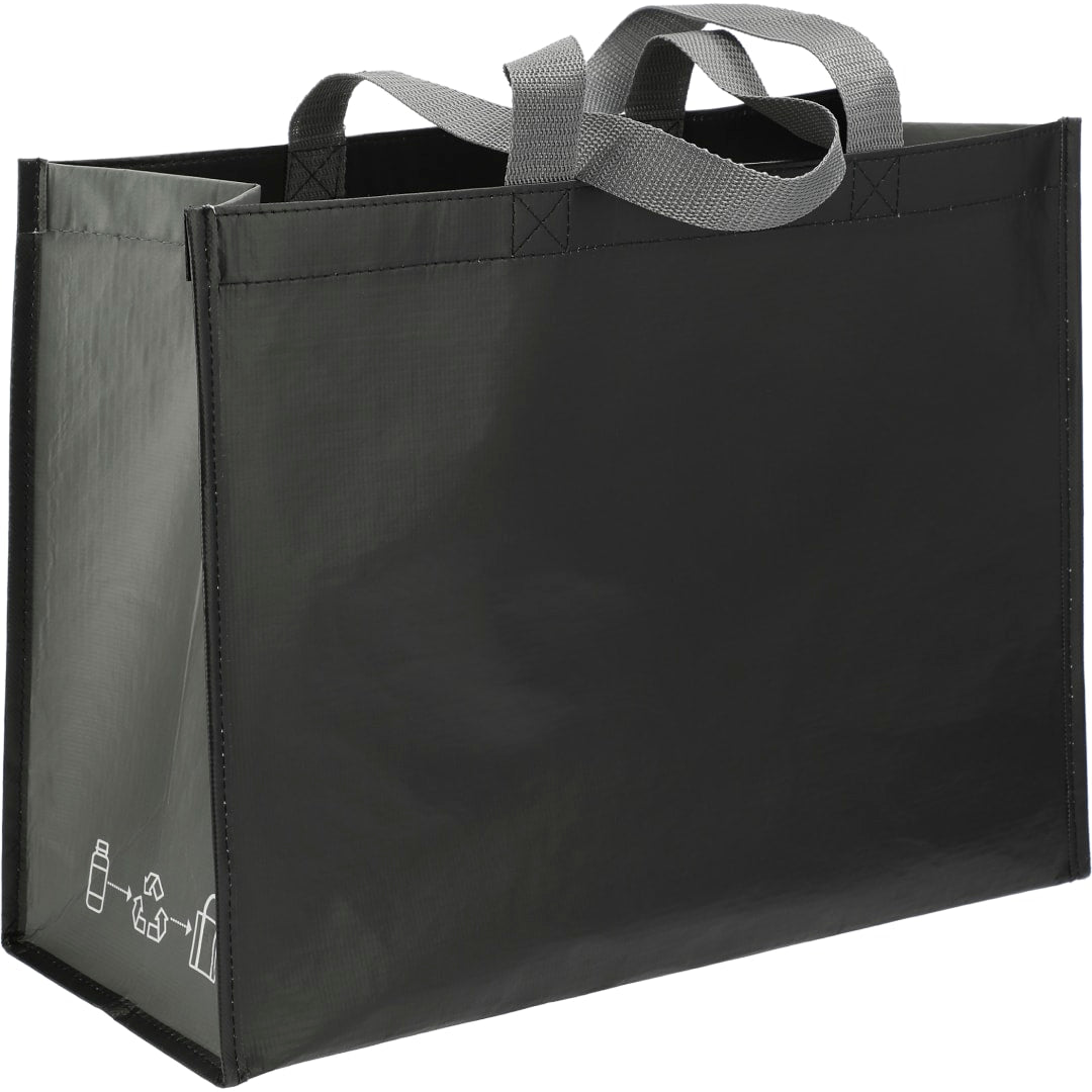 Front View of Black RPET Laminated Matte Shopper Tote