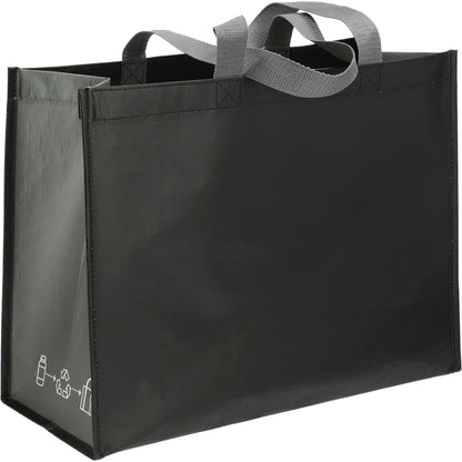 Front View of Black RPET Laminated Matte Shopper Tote