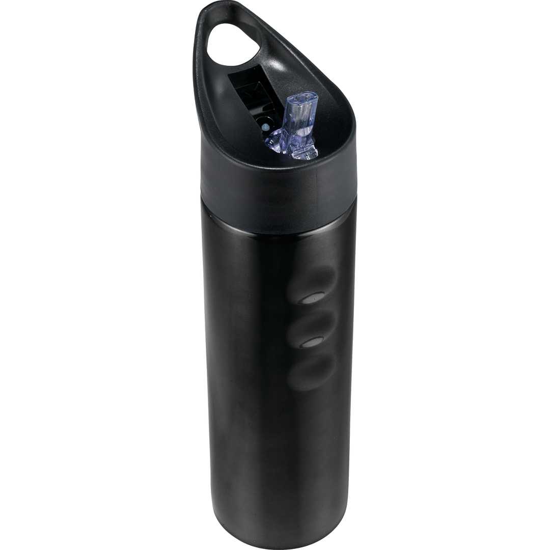 Front View of Black Troika 25oz Stainless Sports Bottle