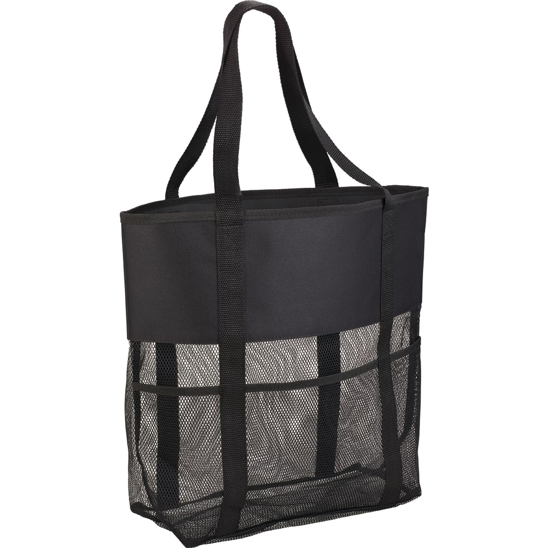 Front View of Black Utility Beach Tote
