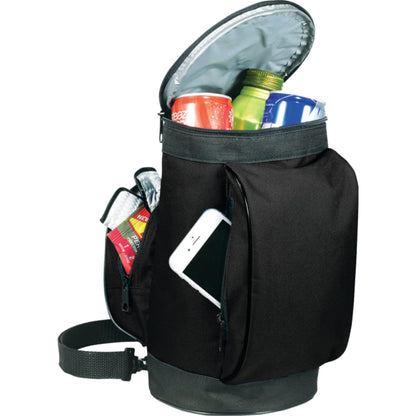 Front View of Black Golf Bag 6-Can Event Cooler