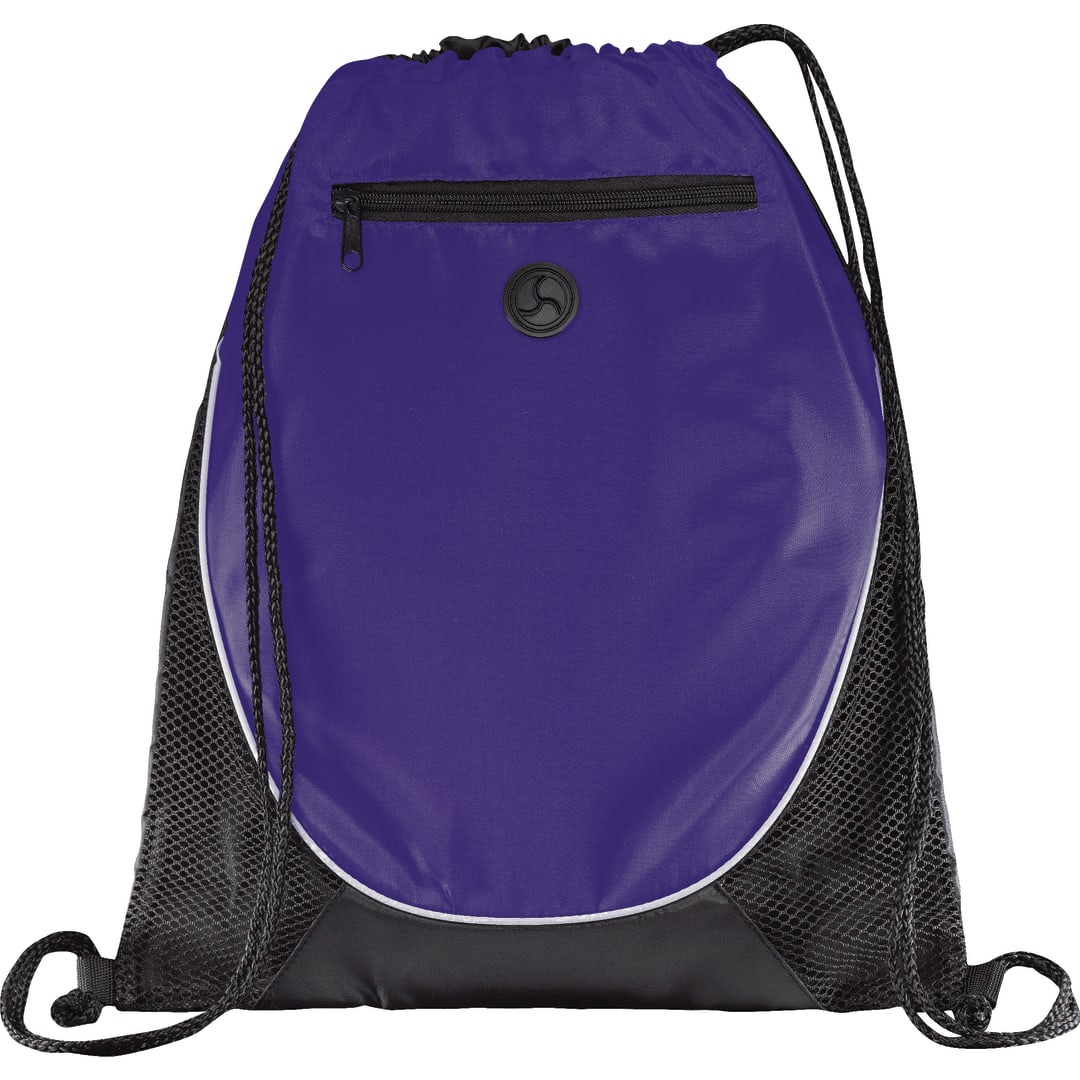 Front View of Black Peek Drawstring Bag