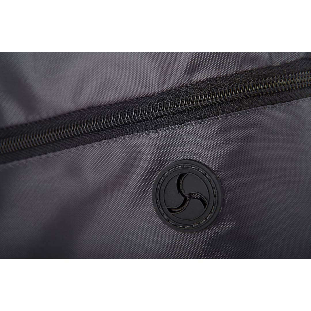 Front View of Black Robin Drawstring Bag