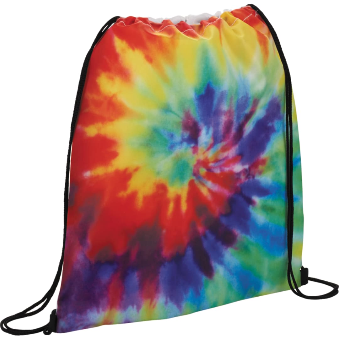 Front View of Multi Tie Dye Drawstring Bag