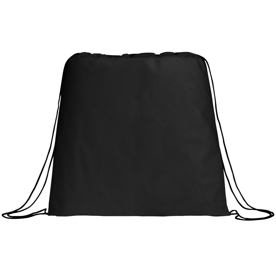 Front View of Black Evergreen Non-Woven Drawstring Bag