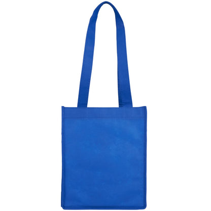 Front View of Blue Mini Elm Non-Woven Gift Tote