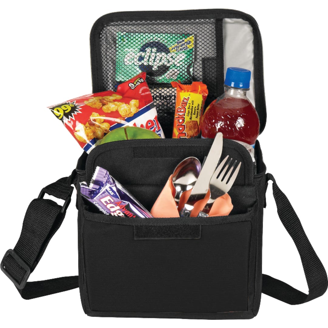 Front View of Black 6-Can Lunch Cooler