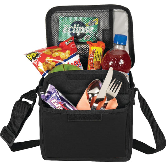 Front View of Black 6-Can Lunch Cooler