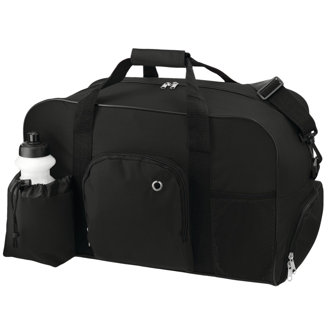 Front View of Black Weekender 18.5" Deluxe Duffel Bag