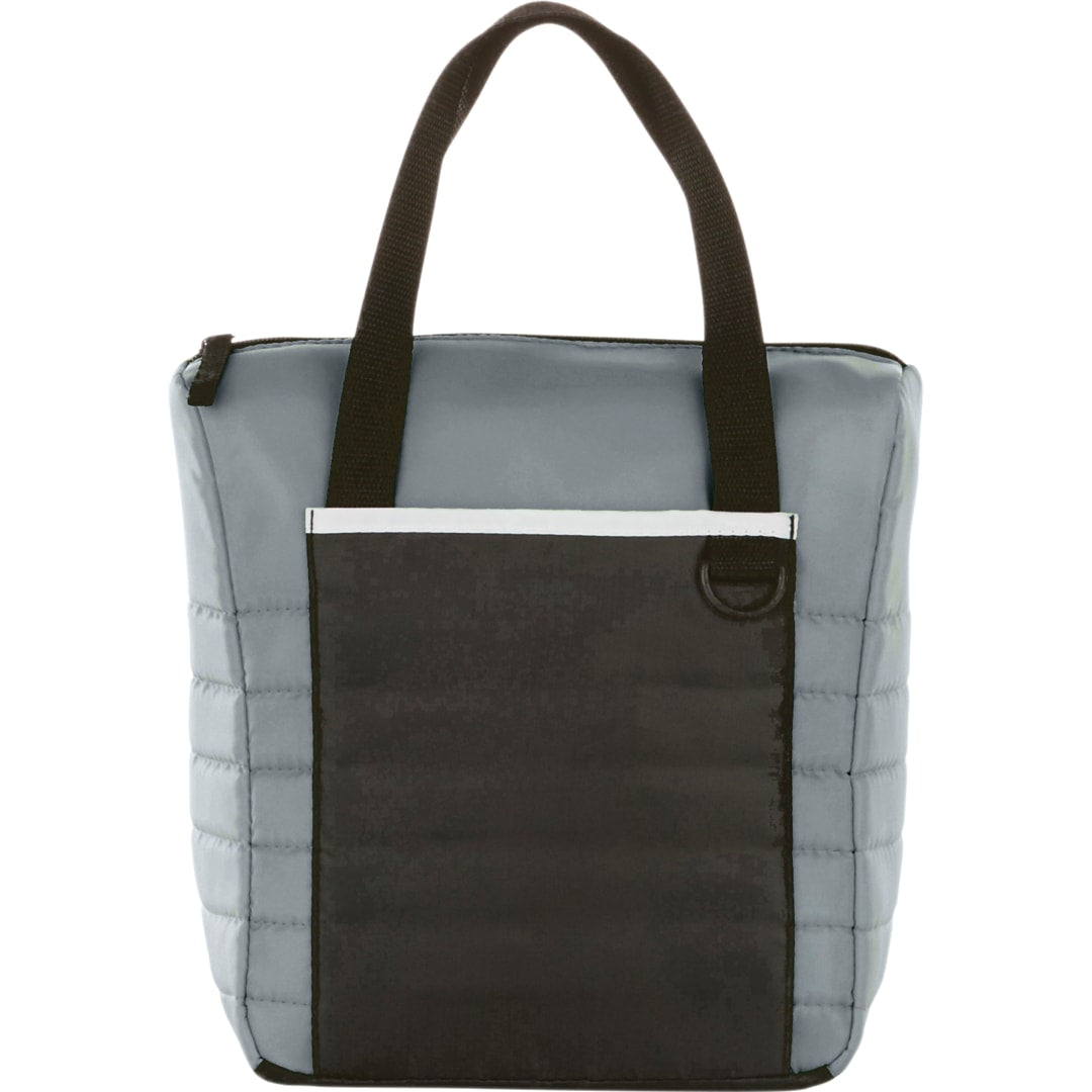 Front View of Gray Quilted 12-Can Lunch Cooler