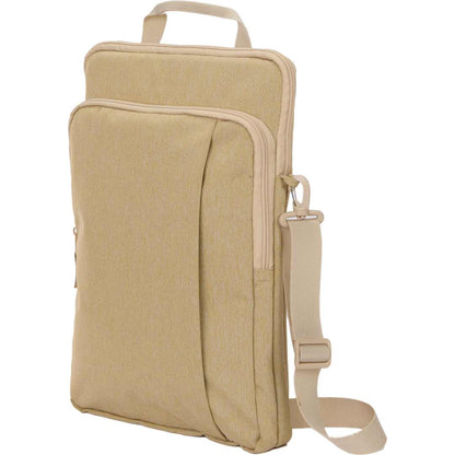 Front View of Tan Vertical Recycled Messenger Bag
