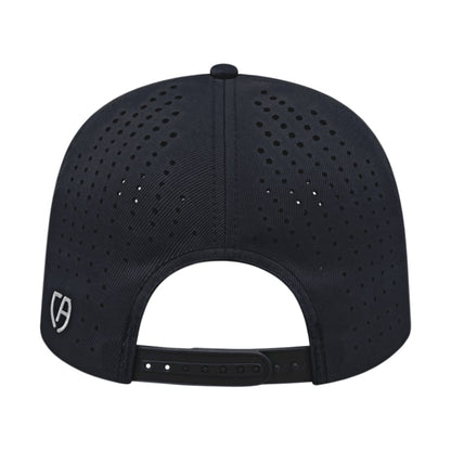 Front View of Black Cap America Perforated Performance Snap Back Cap