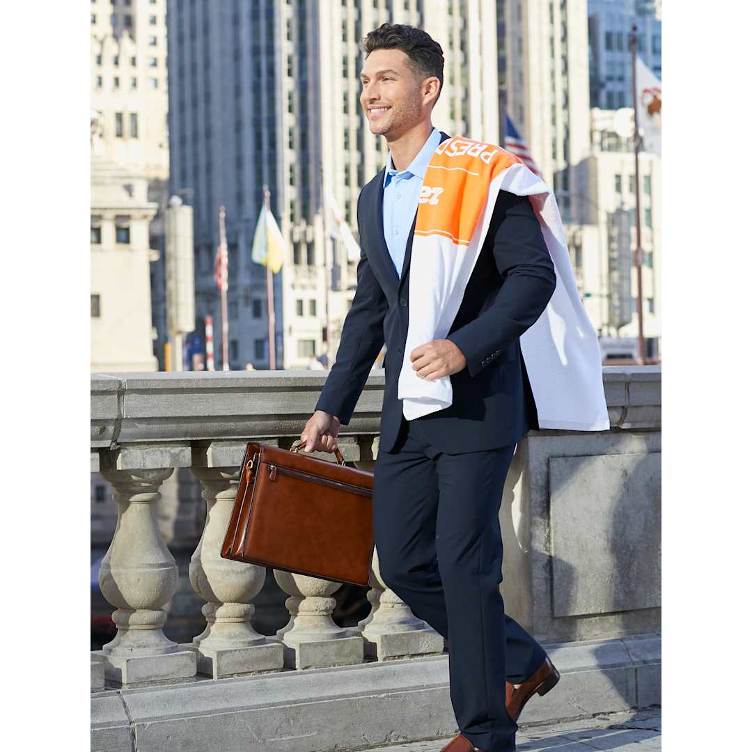 Front View of White "Fiji" Standard Weight Beach Towel