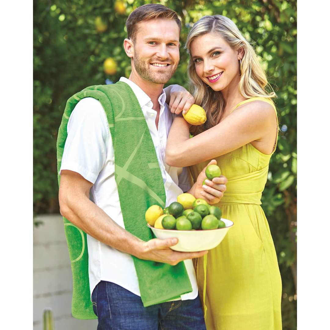 Front View of Green "Fiji" Standard Weight Beach Towel color